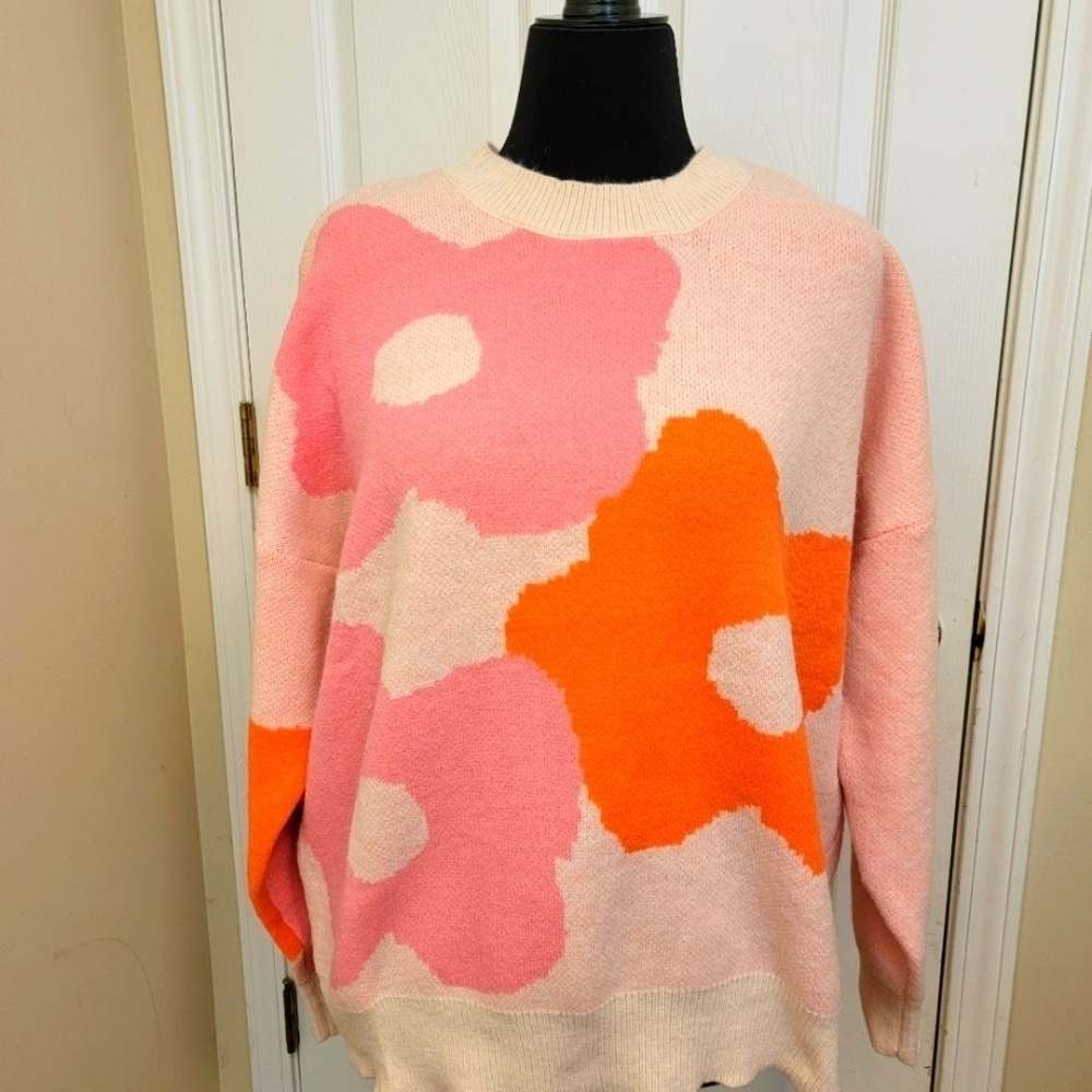 143 Story by Line Up Retro Flower Oversized Sweater Size L